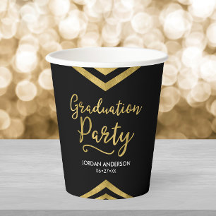 Modern Faux Gold Chevron Graduation Party Paper Cups