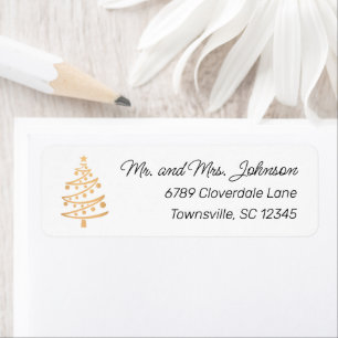 Modern Faux Gold Christmas Tree Return Address