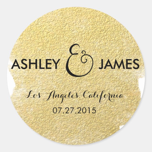 MODERN FAUX GOLD CLASSIC ROUND STICKER (Front)