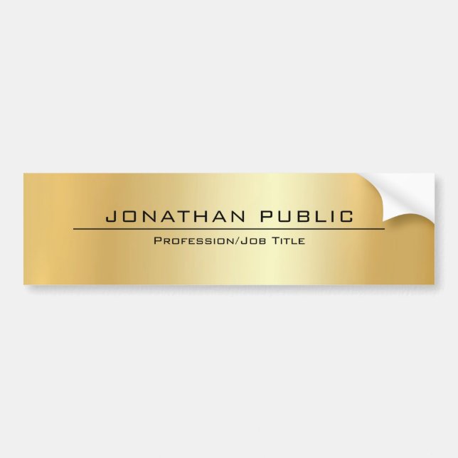 Modern Faux Gold Elegant Simple Design Template Bumper Sticker (Front)