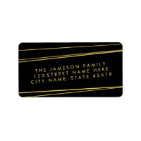 Modern Faux Gold Foil Address Label / Black