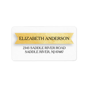 Modern Faux Gold Foil Banner Return Address Label