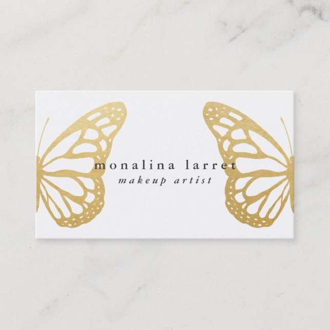 Modern Faux Gold Foil Bohemian Monarch Butterfly  Business Card (Front)
