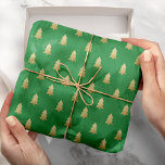 Modern Faux Gold Foil Christmas Trees Bold Colour Wrapping Paper<br><div class="desc">Add joy and merriment to your holiday celebration with this simple,  festive wrapping paper,  featuring faux gold foil Christmas trees over a custom colour background (shown in bright green).</div>