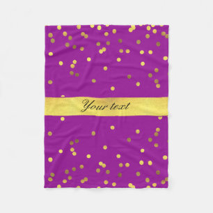 Modern Faux Gold Foil Confetti Purple Fleece Blanket
