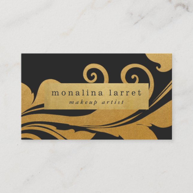 Modern Faux Gold Foil Flourish Pattern Business Card (Front)
