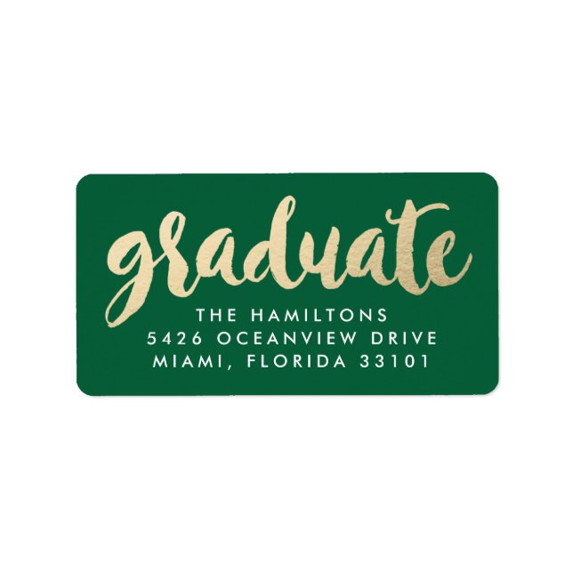 Modern Faux Gold Foil Graduation Address Labels (Front)