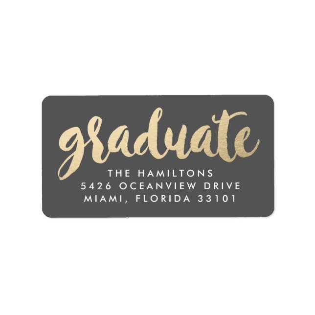 Modern Faux Gold Foil Graduation Address Labels (Front)