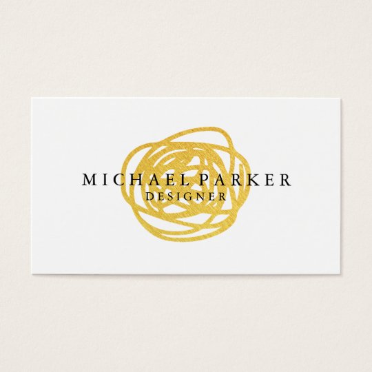 Modern Faux Gold Foil Hand Drawn Circle Business Card