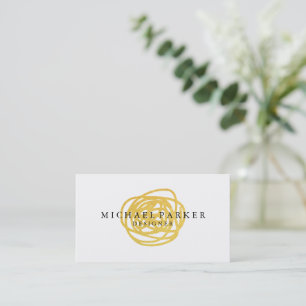 Modern Faux Gold Foil Hand Drawn Circle Business Card