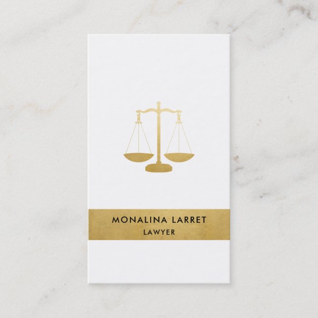 Modern Faux Gold Foil Lawyer Scale Symbol  Business Card (Front)