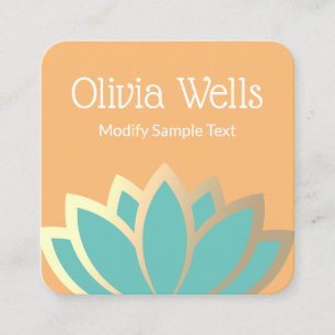 Modern Faux Gold Foil Lotus Flower Square Busines Business Card