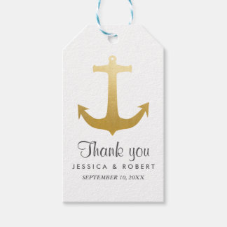 Modern Faux Gold Foil Nautical Anchor Thank You Gift Tags