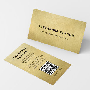 Modern Faux Gold Foil QR Code Business Card