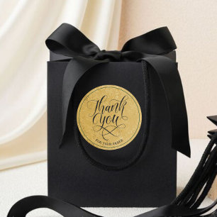 Modern Faux GOLD FOIL Thank You Classic Round Sticker