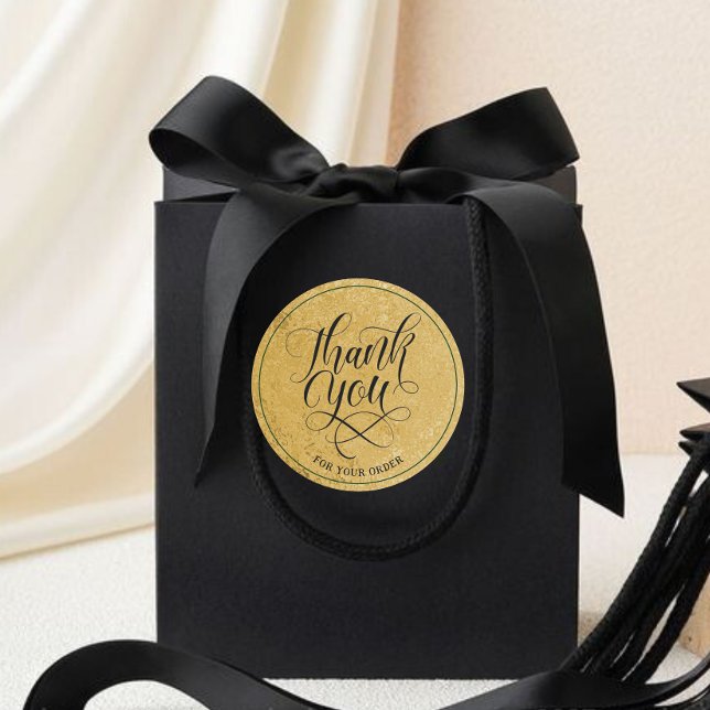 Modern Faux GOLD FOIL Thank You for your order Classic Round Sticker (Creator Uploaded)