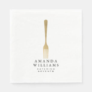Modern Faux Gold Fork Catering Logo II Napkin