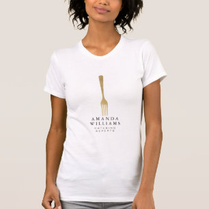 Modern Faux Gold Fork Catering Logo T-Shirt