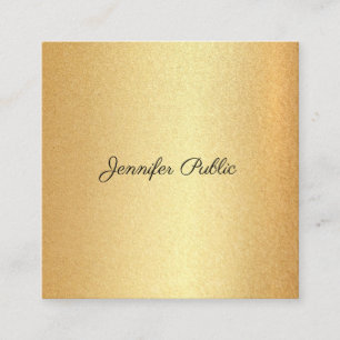 Modern Faux Gold Glitter Hand Script Calligraphy Square Business Card