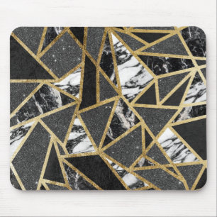 Modern Faux Gold Glitter Marble Geometric Triangle Mouse Mat