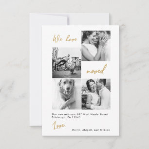 Modern Faux Gold Map Change of Address Photo Thank You Card