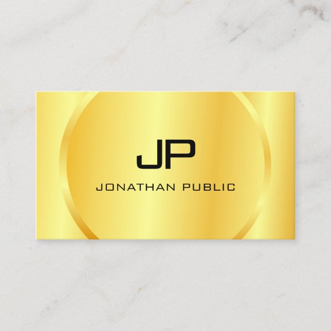 Modern Faux Gold Monogram Elegant Personalised Business Card (Front)
