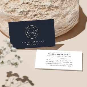 Modern Faux Gold Photographer Monogram Logo Business Card