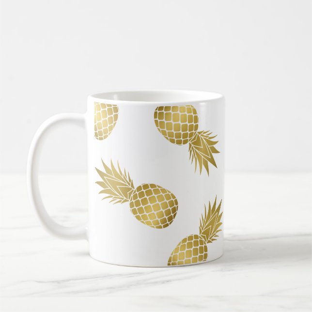 Modern Faux Gold Pineapples Mug (Left)