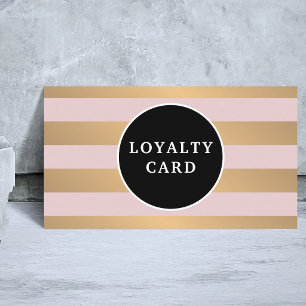 Modern Faux Gold Rose Stripes Beauty Salon Loyalty Card