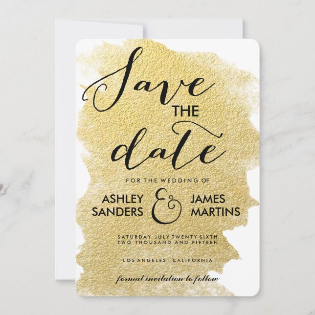 MODERN FAUX GOLD SAVE THE DATE (Front)