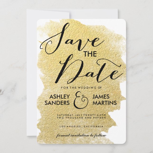 MODERN FAUX GOLD SAVE THE DATE (Front)