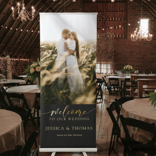 Modern Faux Gold Script Photo Wedding Sign