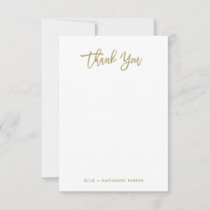 Modern Faux Gold Script Thank You Card