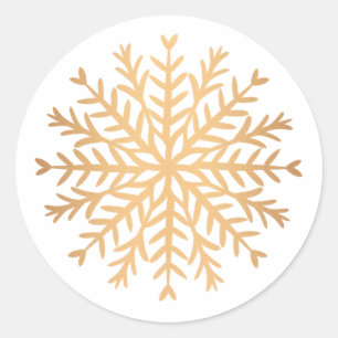 Modern Faux Gold Snowflake Christmas  Classic Round Sticker