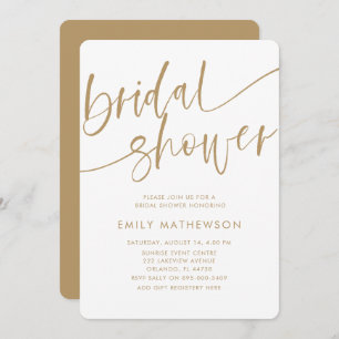 Modern Faux Gold Typography Bridal Shower Invitation