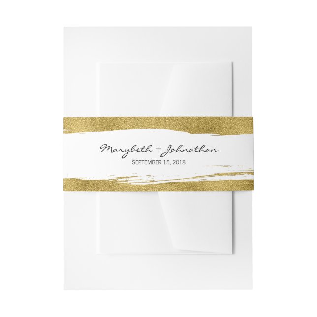 Modern Faux Gold Wedding Invitation Belly Band (Front Example)