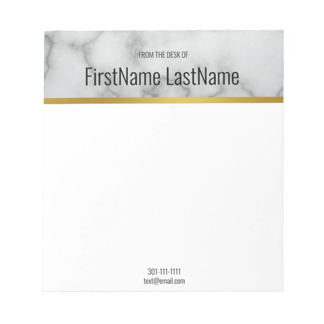 Modern Faux Gray Marble From the Desk of Notepad (Front)