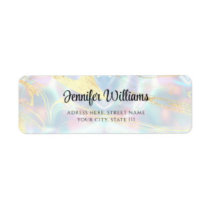 Modern Faux Holographic Opal Gold Foil Elegant