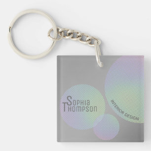 Modern Faux Holographic Rainbow Circles Key Ring