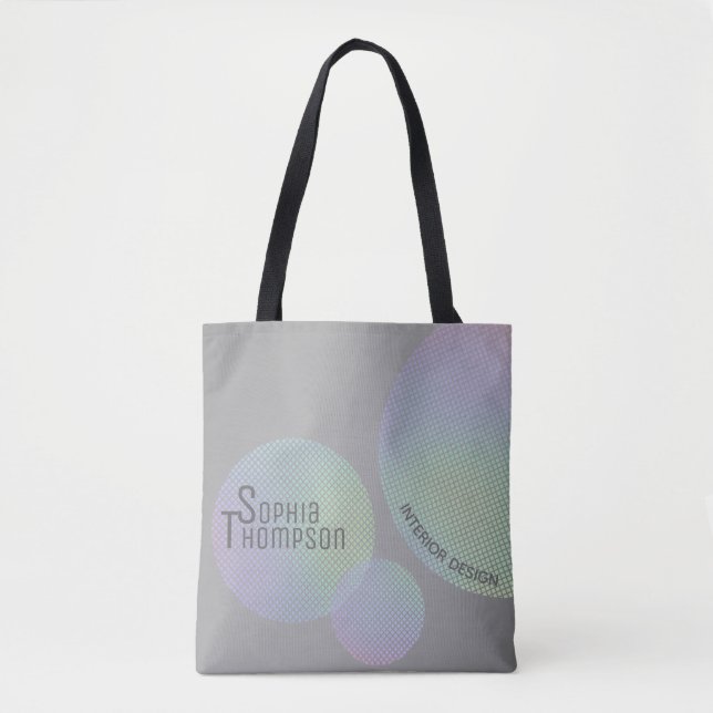 Modern Faux Holographic Rainbow Circles Tote Bag (Front)
