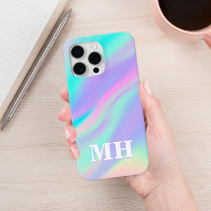 Modern Faux Iridescent Initial Monogram iPhone 15 Pro Max Case