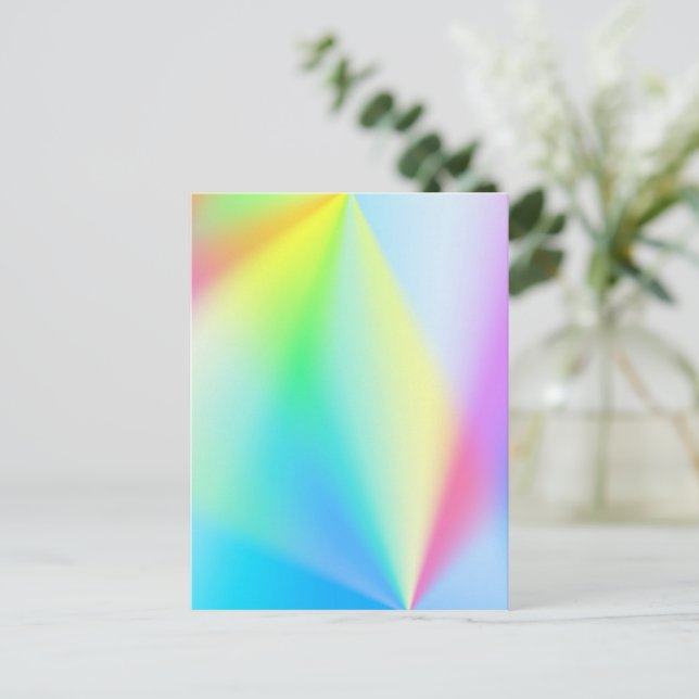 Modern faux iridescent pastel rainbow colours postcard (Standing Front)