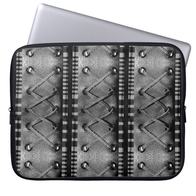 Modern Faux Laced Leather Texture Laptop Sleeve (Front)