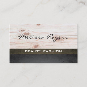 Modern Faux Leather   Wood Panels Business Card