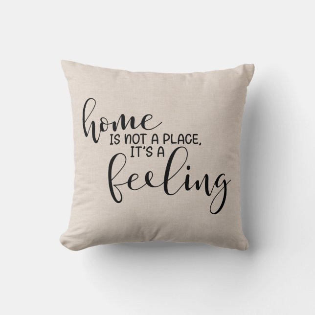 Modern Faux linen Home quote Cushion (Front)