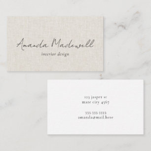Modern Faux Linen Signature Script Name Business C Business Card