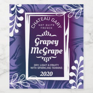 Modern faux marble custom colour personalised wine label