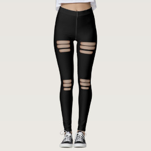 Modern faux ripped black leggings