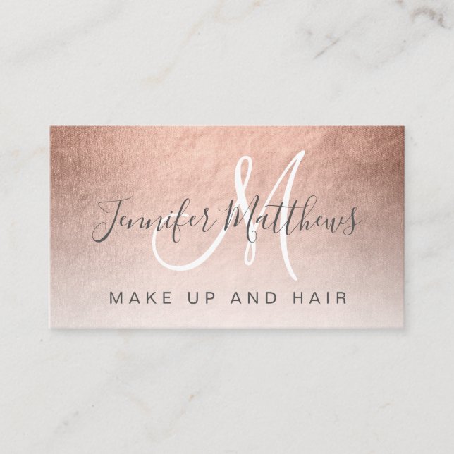 Modern Faux Rose Gold Abstract Makeup Artist Business Card (Front)