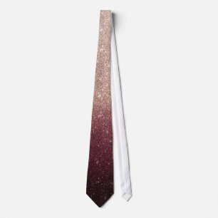Modern Faux Rose Gold & Burgundy Glitter Ombre Tie
